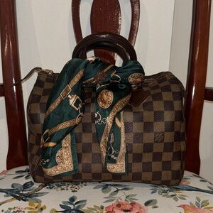 Louis Vuitton Brown Damier Ebene Checkered Satchel Speedy 25